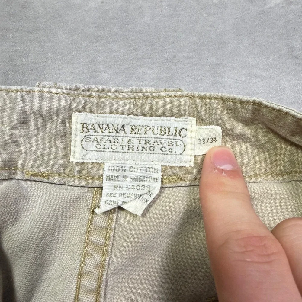 Vintage Banana Republic Safari & Travel Fatigue Pants Khaki Cotton 33x34
